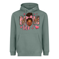 Sage Afro Messy Bun Mom Life Heavyweight Hoodie - texasbilliewilder