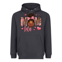 Smoke Afro Messy Bun Mom Life Heavyweight Hoodie - texasbilliewilder