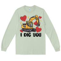 Matcha i dig you valentines excavator Long Sleeve Tee - MaliasSmallBusiness