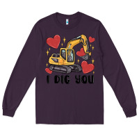 Plum i dig you valentines excavator Long Sleeve Tee - MaliasSmallBusiness