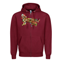 Burgundy christmas bengal cat Zipper Hoodie - LillyAllenDesigns