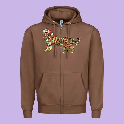 Christmas Bengal Cat Zipper Hoodie Designed By Lillyallendesigns