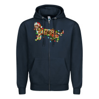 Navy christmas bengal cat Zipper Hoodie - LillyAllenDesigns