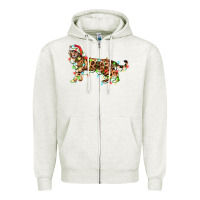 Oatmeal Heather christmas bengal cat Zipper Hoodie - LillyAllenDesigns