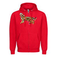 Red christmas bengal cat Zipper Hoodie - LillyAllenDesigns