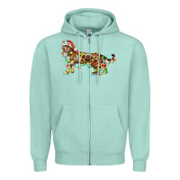 Seafoam christmas bengal cat Zipper Hoodie - LillyAllenDesigns