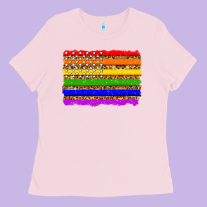 Lgbtq And Usa Flag Ladies Tee Designed By Zillion Design Studio