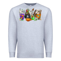 Heather Grey Halloween Coffee Cups Premium Sweatshirt - texasbilliewilder