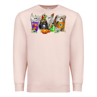 Pale Pink Halloween Coffee Cups Premium Sweatshirt - texasbilliewilder