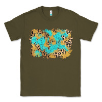 Army Green glitter leopard turquoise background Classic Tee - AdoDesignShop
