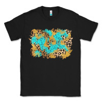 Black glitter leopard turquoise background Classic Tee - AdoDesignShop