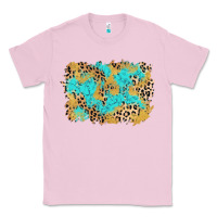Bubblegum Pink glitter leopard turquoise background Classic Tee - AdoDesignShop