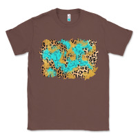 Chestnut glitter leopard turquoise background Classic Tee - AdoDesignShop