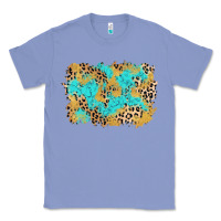 Colony Blue glitter leopard turquoise background Classic Tee - AdoDesignShop