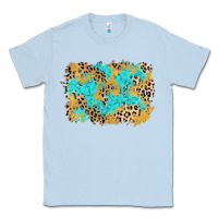 Dusty Blue glitter leopard turquoise background Classic Tee - AdoDesignShop