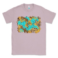 Lilac glitter leopard turquoise background Classic Tee - AdoDesignShop