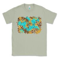 Matcha glitter leopard turquoise background Classic Tee - AdoDesignShop