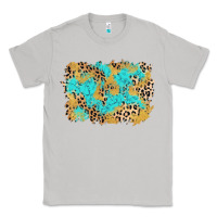 Moon Dust glitter leopard turquoise background Classic Tee - AdoDesignShop