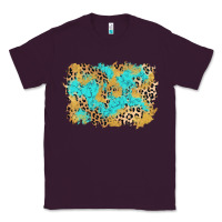Plum glitter leopard turquoise background Classic Tee - AdoDesignShop