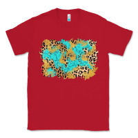 Red glitter leopard turquoise background Classic Tee - AdoDesignShop