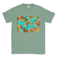 Sage glitter leopard turquoise background Classic Tee - AdoDesignShop