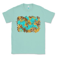 Seafoam glitter leopard turquoise background Classic Tee - AdoDesignShop