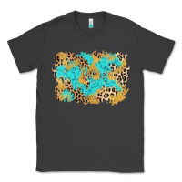 Smoke glitter leopard turquoise background Classic Tee - AdoDesignShop