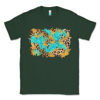Sports Green glitter leopard turquoise background Classic Tee - AdoDesignShop