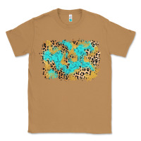 Toasted Coconut glitter leopard turquoise background Classic Tee - AdoDesignShop