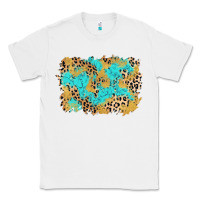 White glitter leopard turquoise background Classic Tee - AdoDesignShop