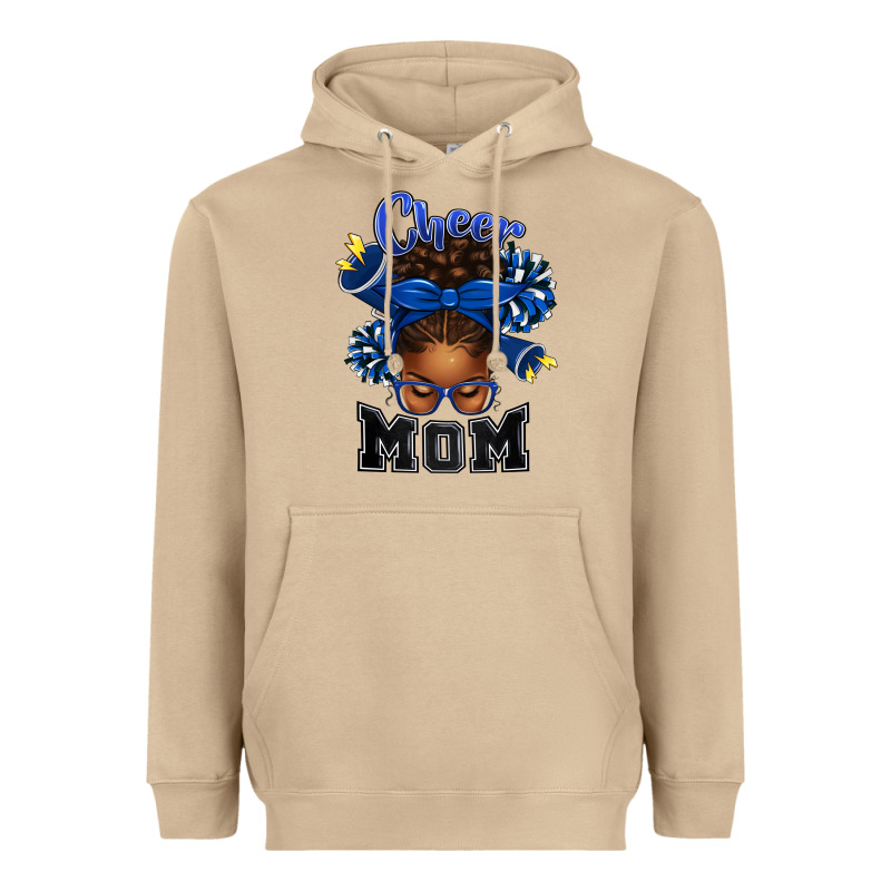 Cheer Mom Afro Messy Bun Heavyweight Hoodie by texasbilliewilder | Teevron