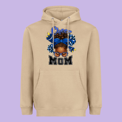 Cheer Mom Afro Messy Bun Heavyweight Hoodie Designed By Texasbilliewilder