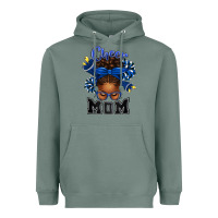 Sage Cheer Mom Afro Messy Bun Heavyweight Hoodie - texasbilliewilder