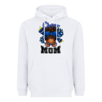 White Cheer Mom Afro Messy Bun Heavyweight Hoodie - texasbilliewilder