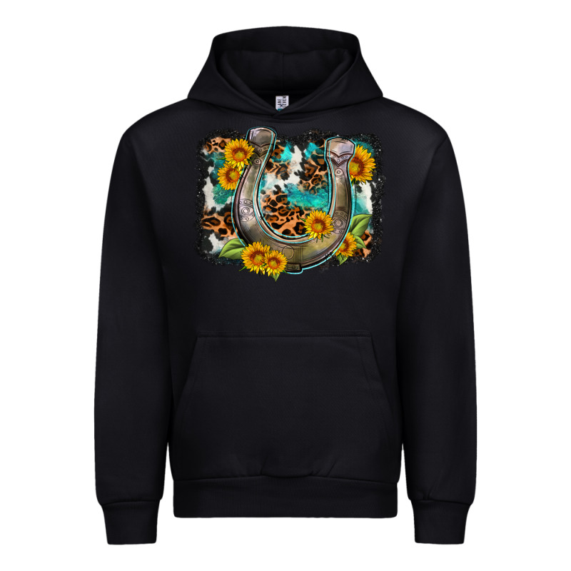 Western Leopard Cowhide Turquoise Background Horse Urban Hoodie by OliviaCreatesArt | Teevron