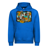 Cobalt western leopard cowhide turquoise background horse Urban Hoodie - OliviaCreatesArt