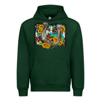 Forest Green western leopard cowhide turquoise background horse Urban Hoodie - OliviaCreatesArt