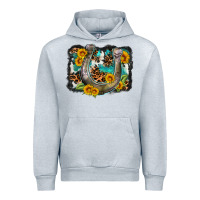 Heather Grey western leopard cowhide turquoise background horse Urban Hoodie - OliviaCreatesArt