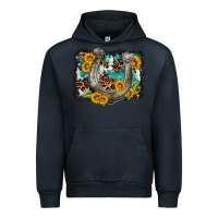 Navy western leopard cowhide turquoise background horse Urban Hoodie - OliviaCreatesArt