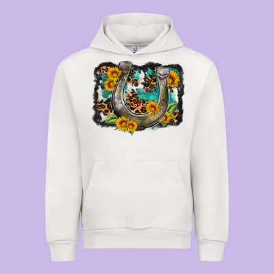 Western Leopard Cowhide Turquoise Background Horse Urban Hoodie Designed By Oliviacreatesart