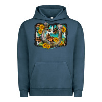 Pigment Midnight Navy western leopard cowhide turquoise background horse Urban Hoodie - OliviaCreatesArt