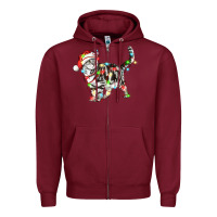 Burgundy christmas american shorthair cat Zipper Hoodie - LillyAllenDesigns