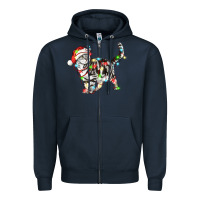 Navy christmas american shorthair cat Zipper Hoodie - LillyAllenDesigns