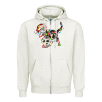 Oatmeal Heather christmas american shorthair cat Zipper Hoodie - LillyAllenDesigns
