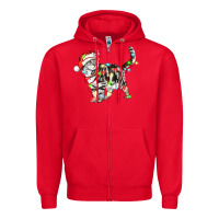 Red christmas american shorthair cat Zipper Hoodie - LillyAllenDesigns
