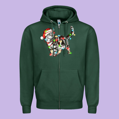 Christmas American Shorthair Cat Zipper Hoodie Designed By Lillyallendesigns