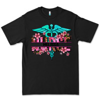 Black floral nurse custom name Premium Tee - AdoDesignShop