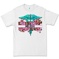 White floral nurse custom name Premium Tee - AdoDesignShop