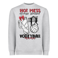 Heather Grey hot mess always stressed volleyball mama Heavyweight Sweatshirt - MaliasSmallBusiness