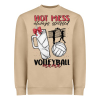 Hot Mess Always Stressed Volleyball Mama Heavyweight Sweatshirt | Teevron